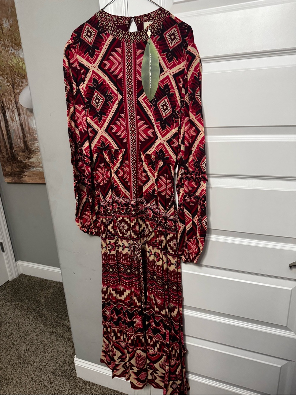 FARM Rio Red and Cream Geometric Maxi Dress - Picture 3 of 3